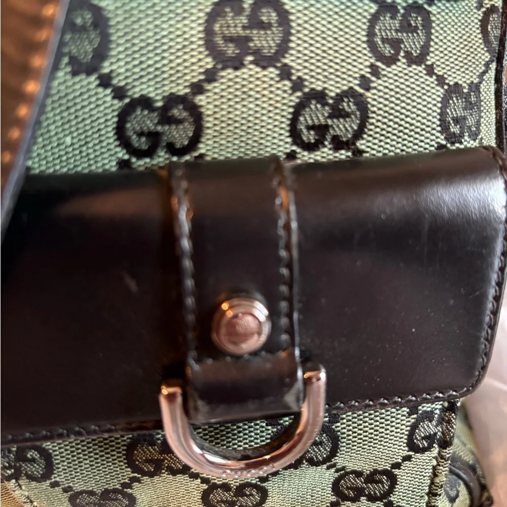 Authentic Gucci Abbey D-Ring GG Monogram Canvas and Leather Tote Bag - Green/blk - Picture 3 of 14